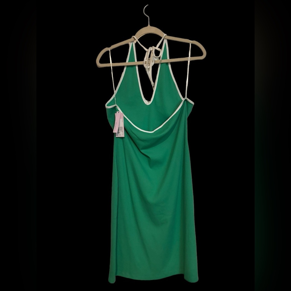 Wild Fable Women's Green Ribbed Halter Neck Bodycon Mini Dress - Size 1X - Picture 3 of 5